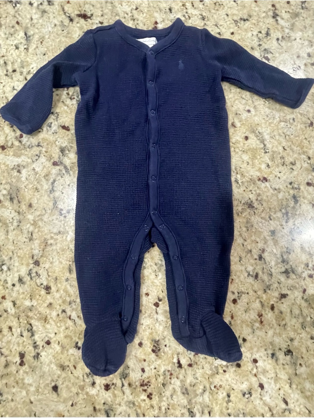 Ralph Lauren Navy Footed One-Piece Romper